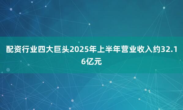配资行业四大巨头2025年上半年营业收入约32.16亿元
